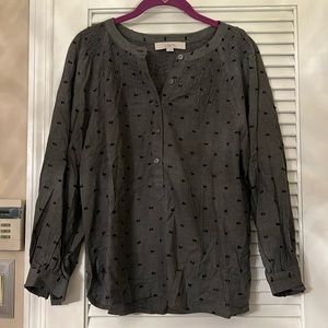 Long sleeve cotton half button down shirt